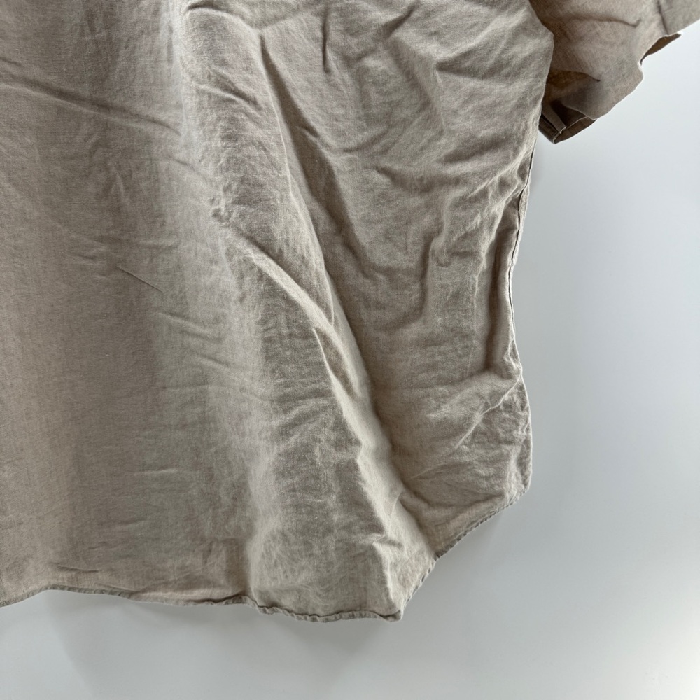 Lands’ End 100% Irish Linen Beige Short Sleeve Button-Up Size Medium Regular - Picture 8 of 8